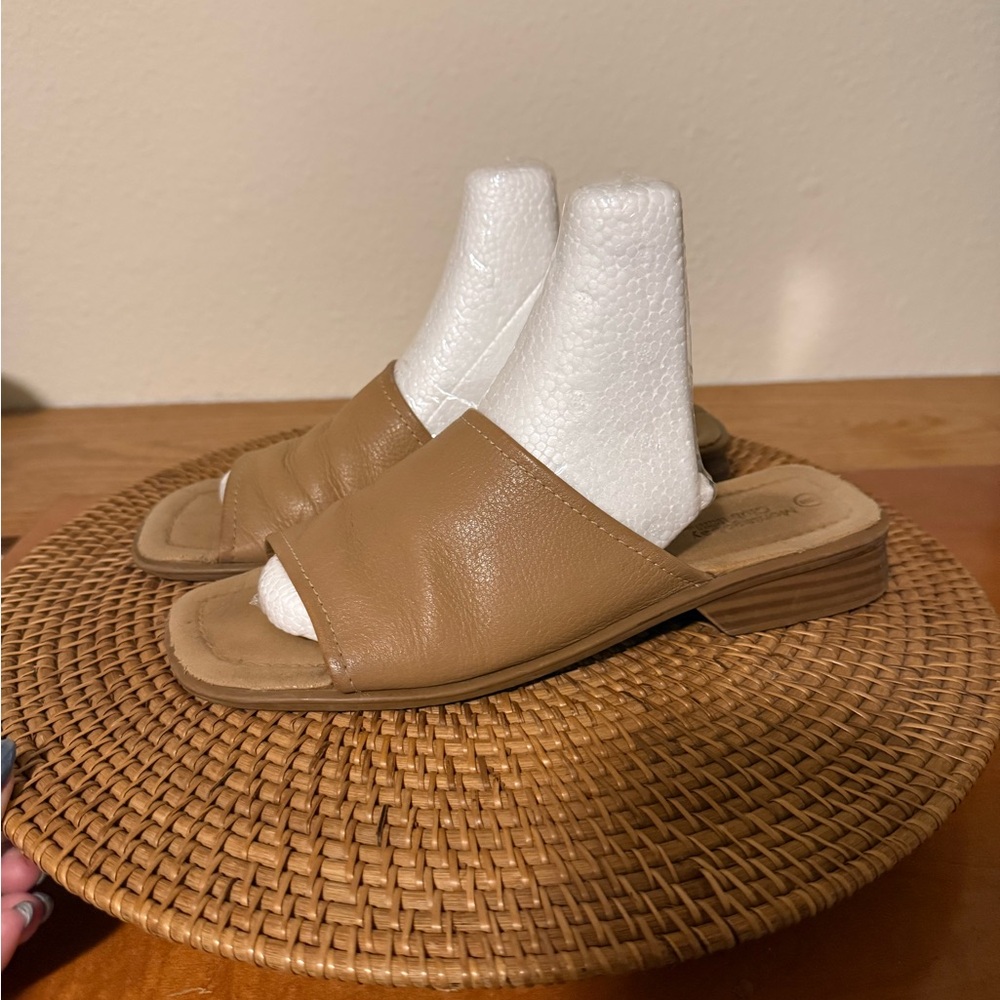 Montego‎ Bay Club Tan Slide Mules - Open-Toe Slip-On